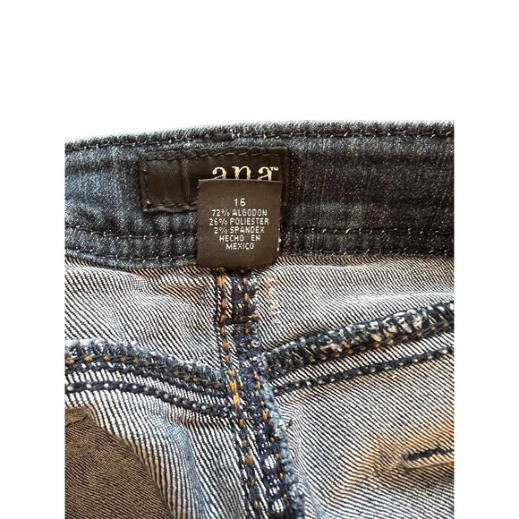Ana A New Approach Stretch Denim Blue Jeans 16 Embroidered Pockets Straight Leg - Picture 5 of 8